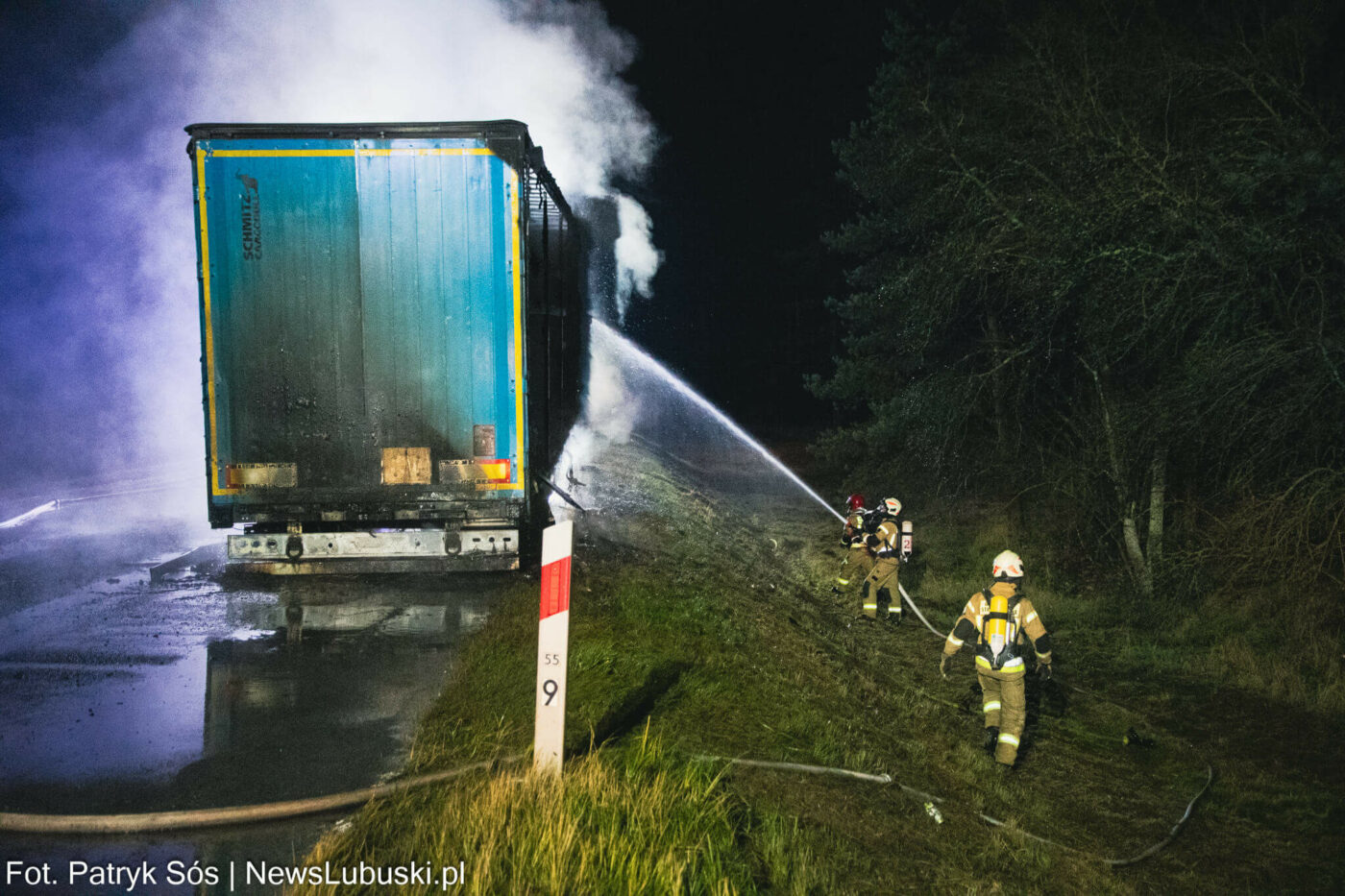Pożar na DK32 - Pożar Zielona Góra. Utrudnienia na DK32