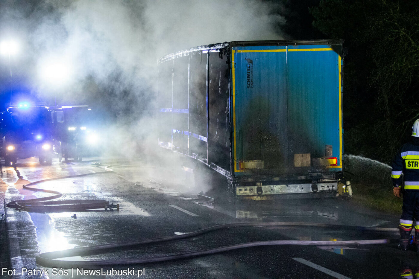 Pożar na DK32 - Pożar Zielona Góra. Utrudnienia na DK32