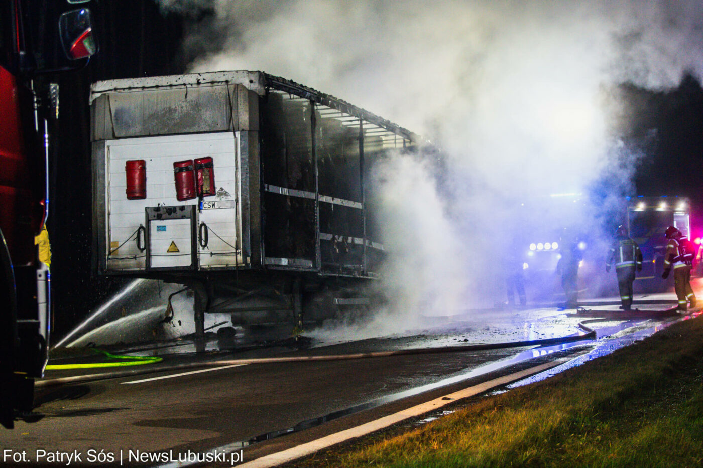 Pożar na DK32 - Pożar Zielona Góra. Utrudnienia na DK32