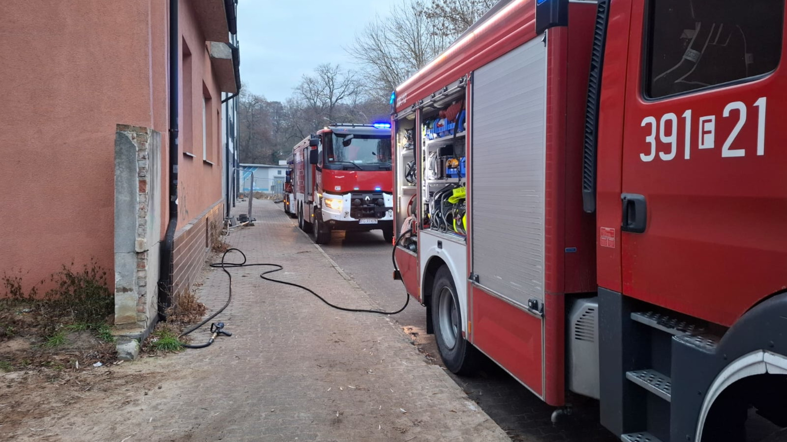 Pożar Słubice - Straż pożarna Słubice. Pożar drewna
