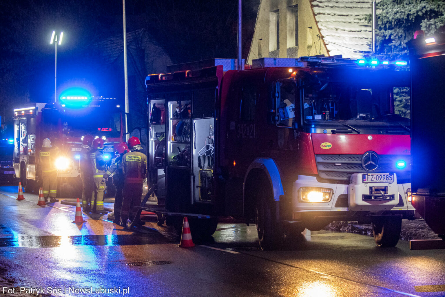 Pożar Zielona G&oacute;ra Batorego - Straż pożarna Zielona G&oacute;ra