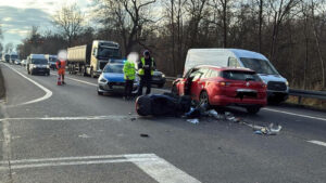 Wypadek na DK92 koło Świebodzina. Poszkodowany motocyklista