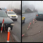 Kolizja Zielona Góra - Staranował barierki wjechał na chodnik