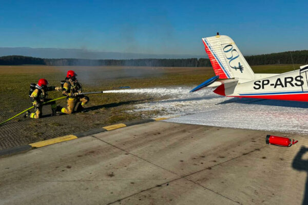 Lotnisko Zielona Góra - Pożar samolotu Zielona Góra
