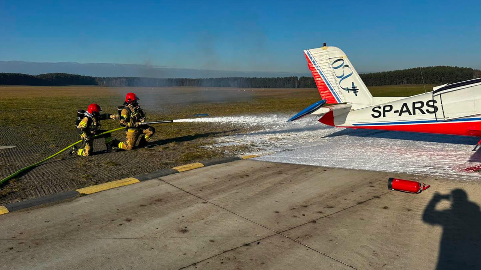 Lotnisko Zielona Góra - Pożar samolotu Zielona Góra