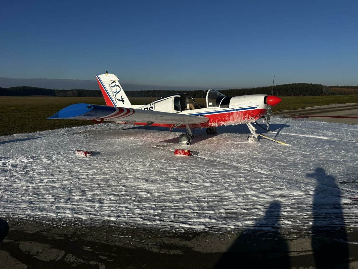 Lotnisko Zielona Góra - Pożar samolotu Zielona Góra
