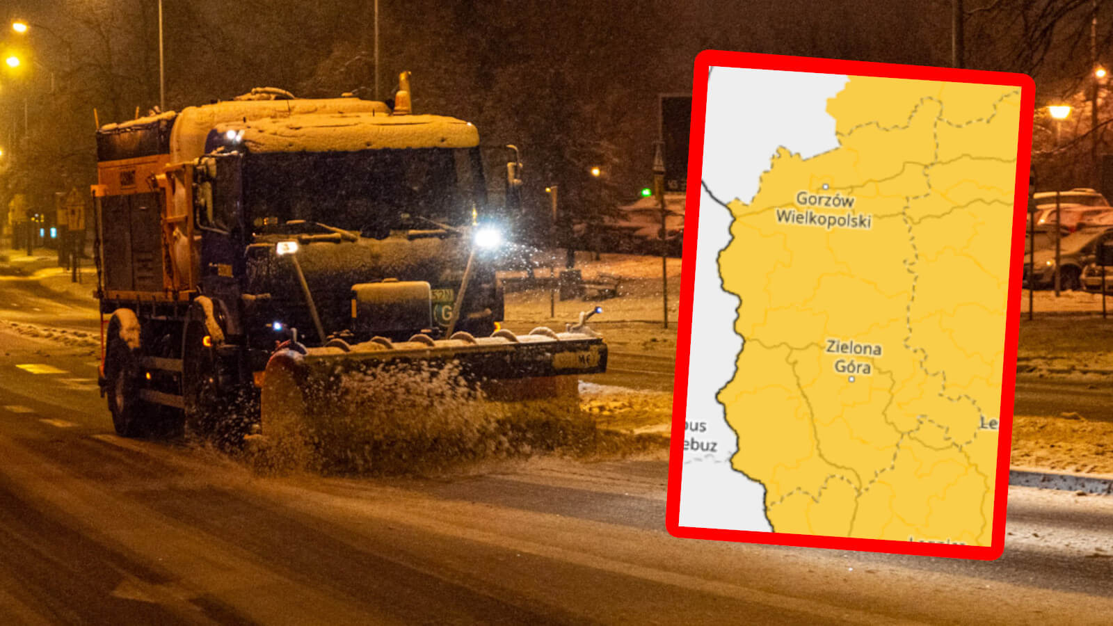 oblodzenie dróg Lubuskie - ostrzeżenia IMGW