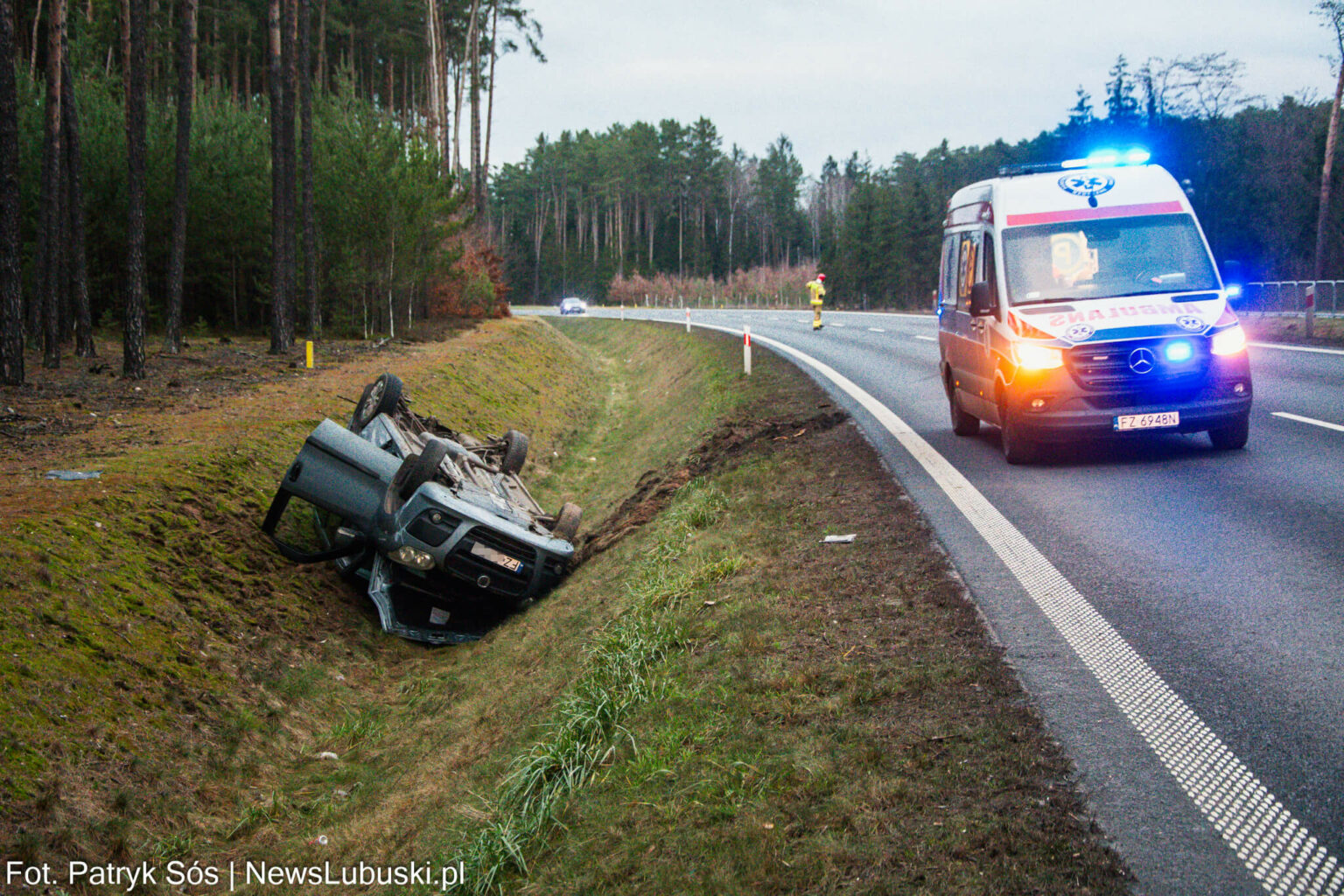 Wypadek Zielona G&oacute;ra - Południowa Obwodnica Zielonej G&oacute;ry