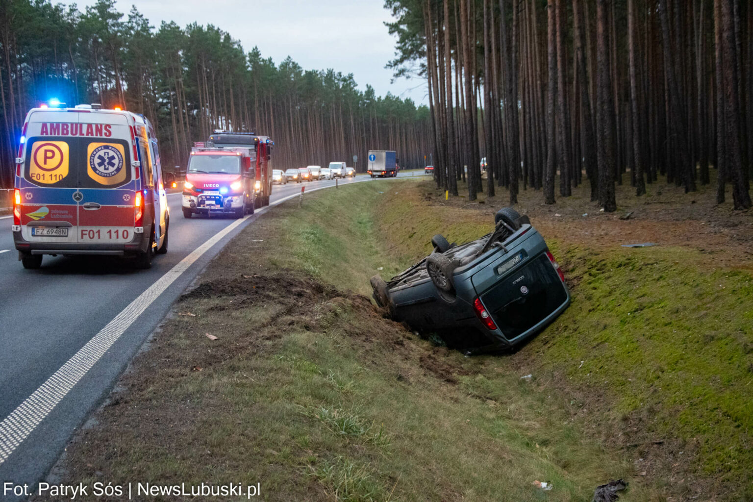 Wypadek Zielona G&oacute;ra - Południowa Obwodnica Zielonej G&oacute;ry