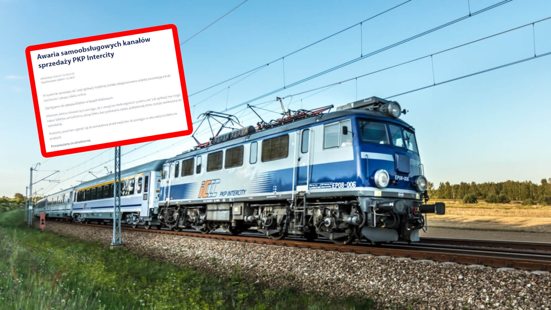 awaria PKP Intercity - sprzedaż biletów PKP Intercity