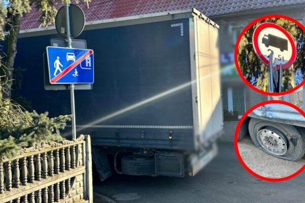 ciężarówka pod Zieloną Górą - zignorował znaki drogowe