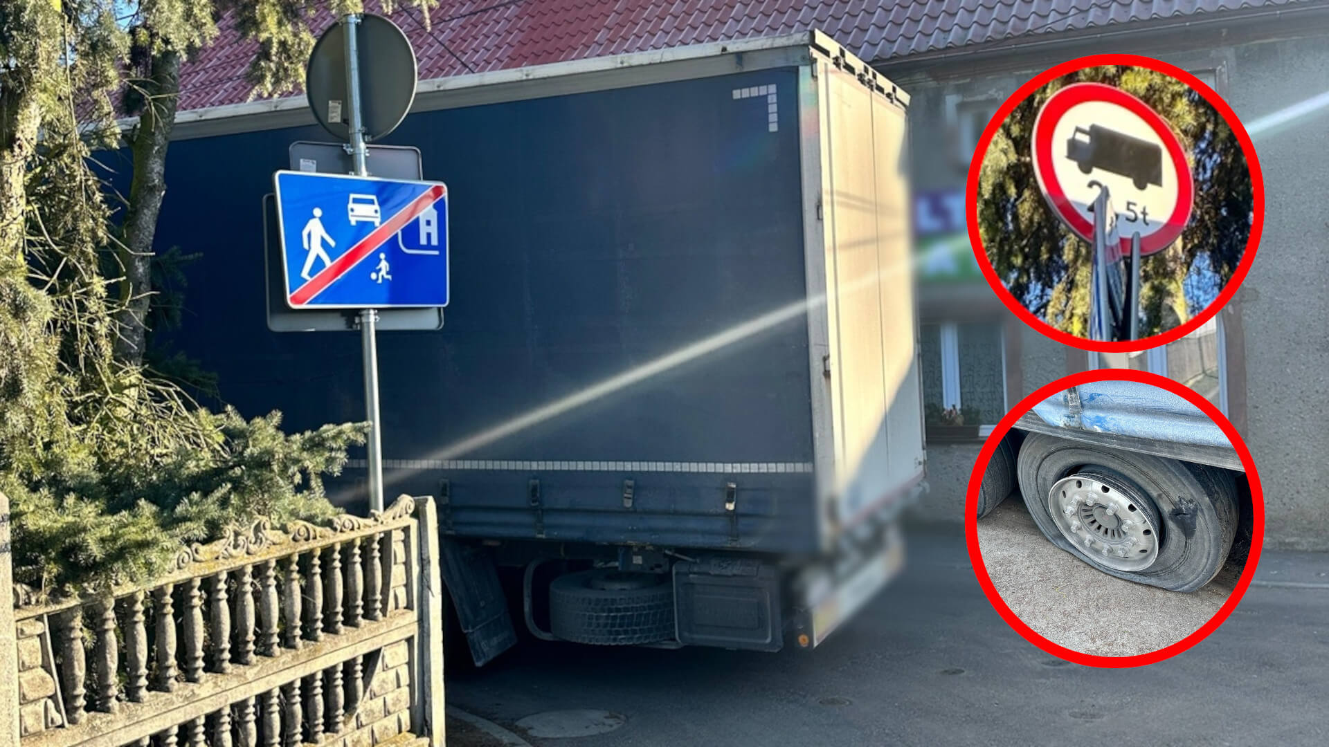 ciężarówka pod Zieloną Górą - zignorował znaki drogowe