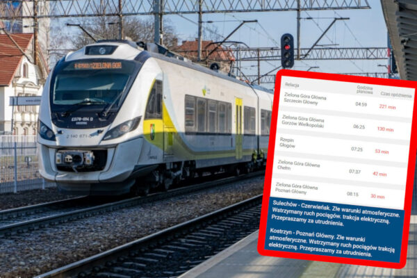 paraliż kolei w Lubuskiem - opóźnienia pociągów Zielona Góra