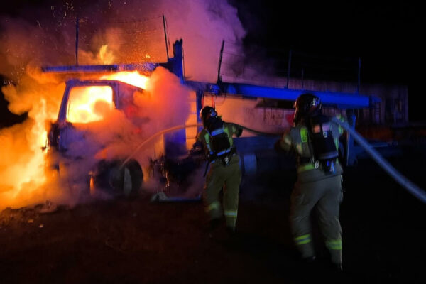 Pożar ciężarówki DK22 - Straż pożarna Sulęcin