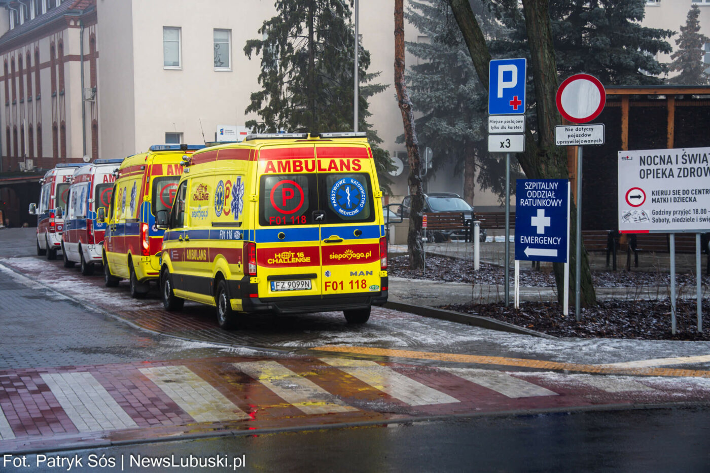 SOR Zielona G&oacute;ra - gołoledź Zielona G&oacute;ra. interwencje pogotowia