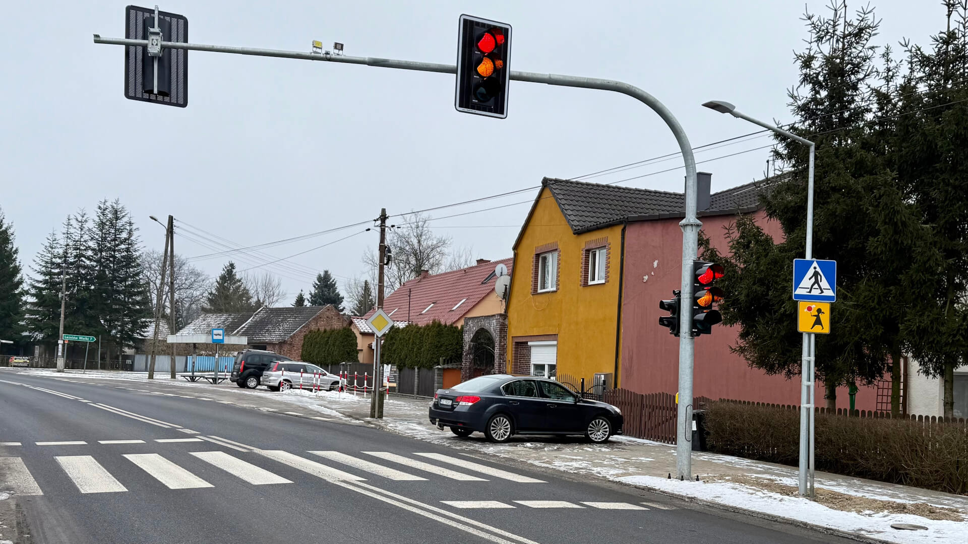 sygnalizacja świetlna koło Zielonej Góry - droga wojewódzka nr 280