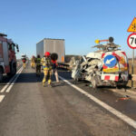 Wypadek na DK92 - Wypadek Świebodzin. Wjechał w służbę drogową