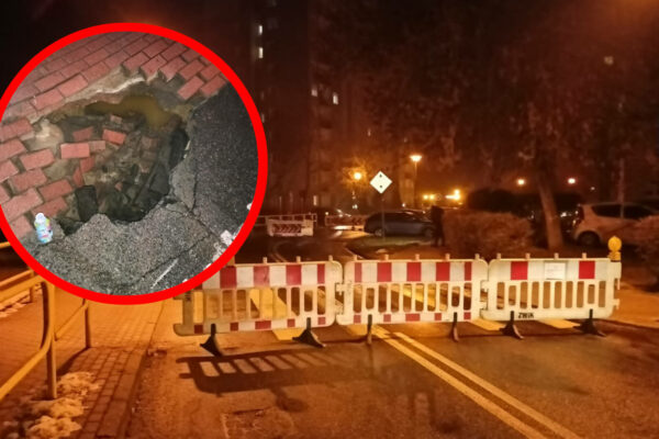 zapadła się jezdnia Zielona Góra - awaria wodociągowa