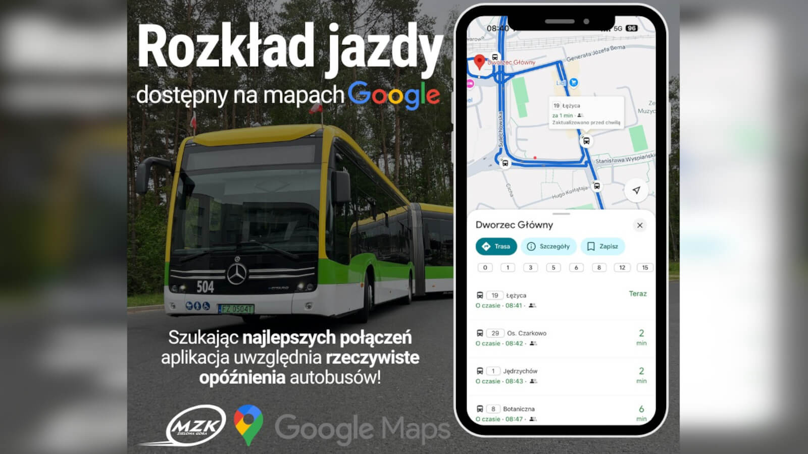 MZK Zielona Góra Google Maps - rozkład jazdy MZK Zielona Góra