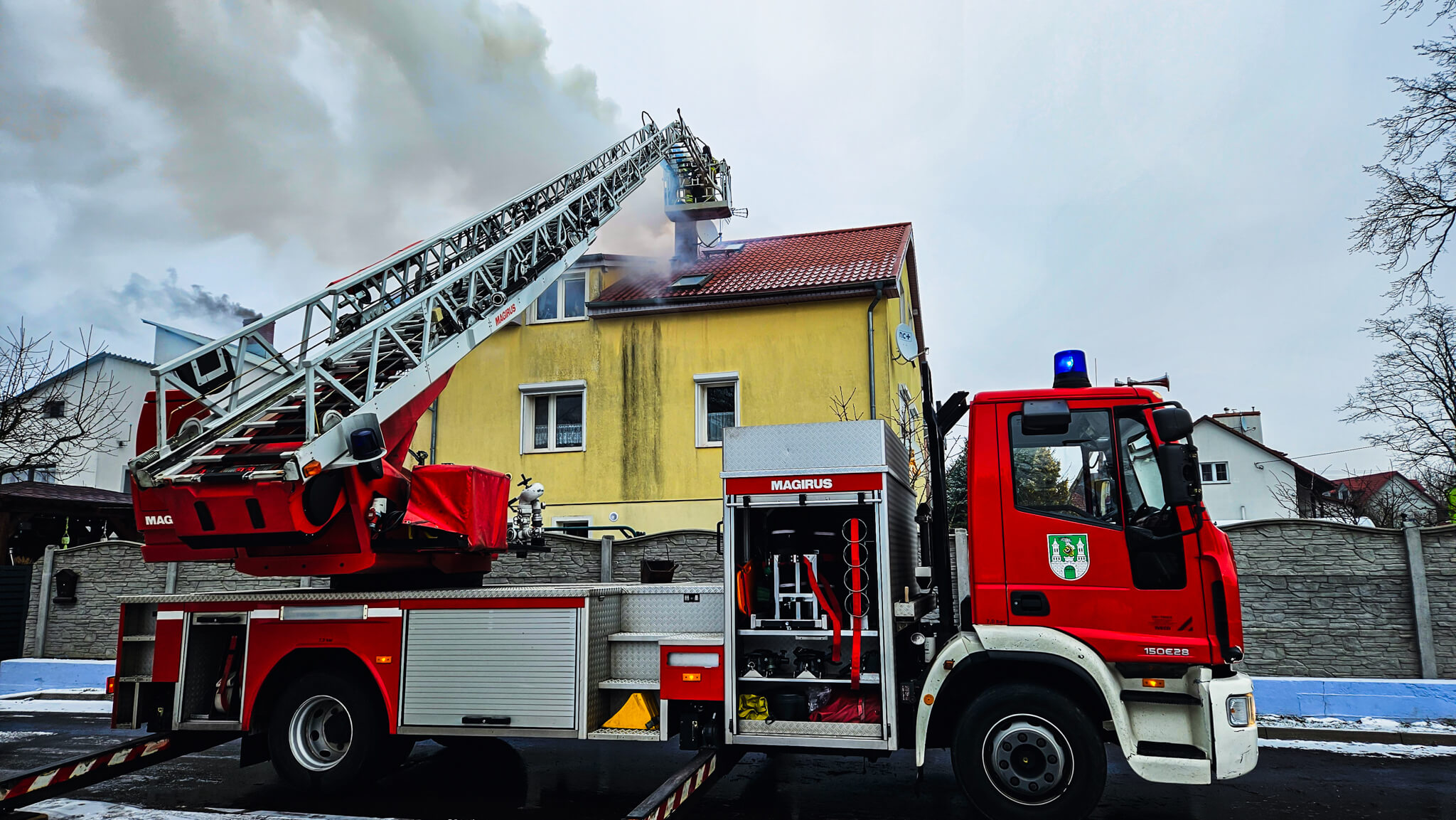 Pożar Świdnica - Pożar koło Zielonej Góry. Pożar sadzy w kominie