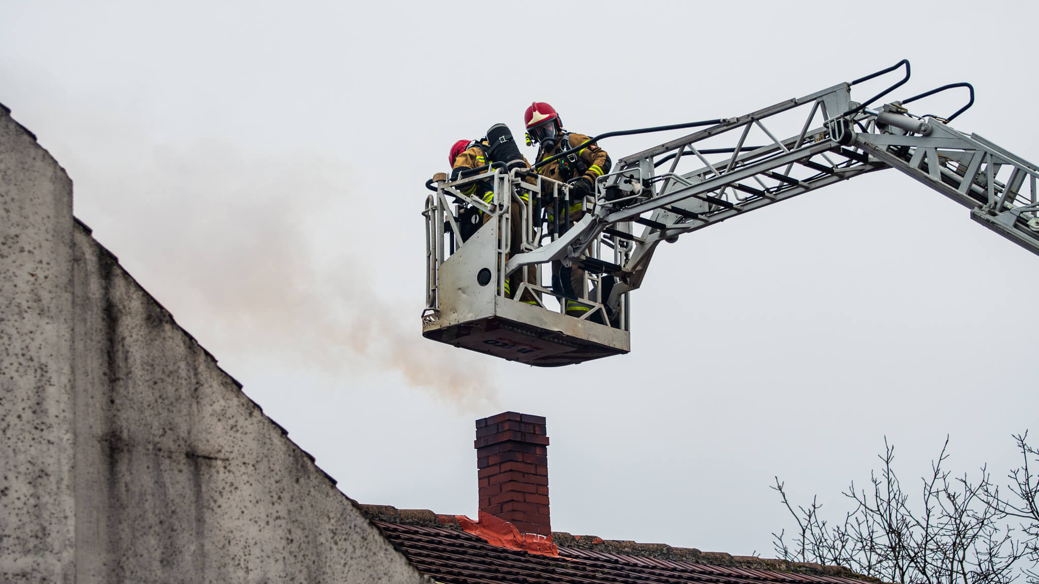 pożar Świdnica koło Zielonej Góry - pożar sadzy w kominie