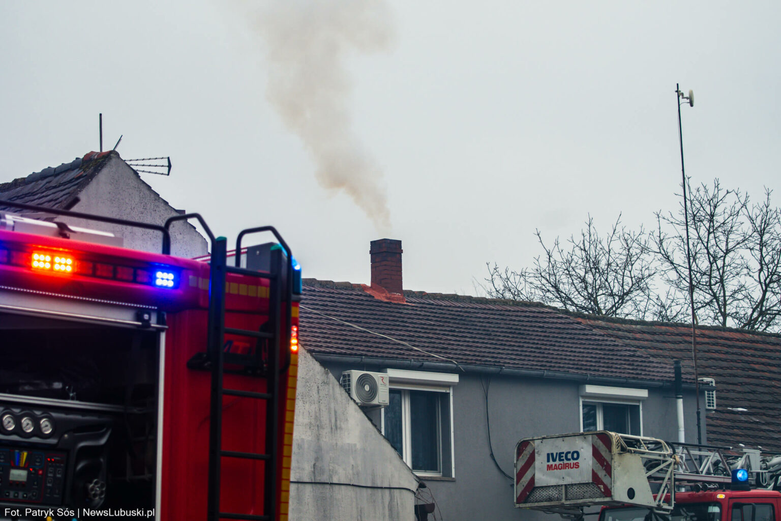pożar Świdnica koło Zielonej G&oacute;ry - pożar sadzy w kominie