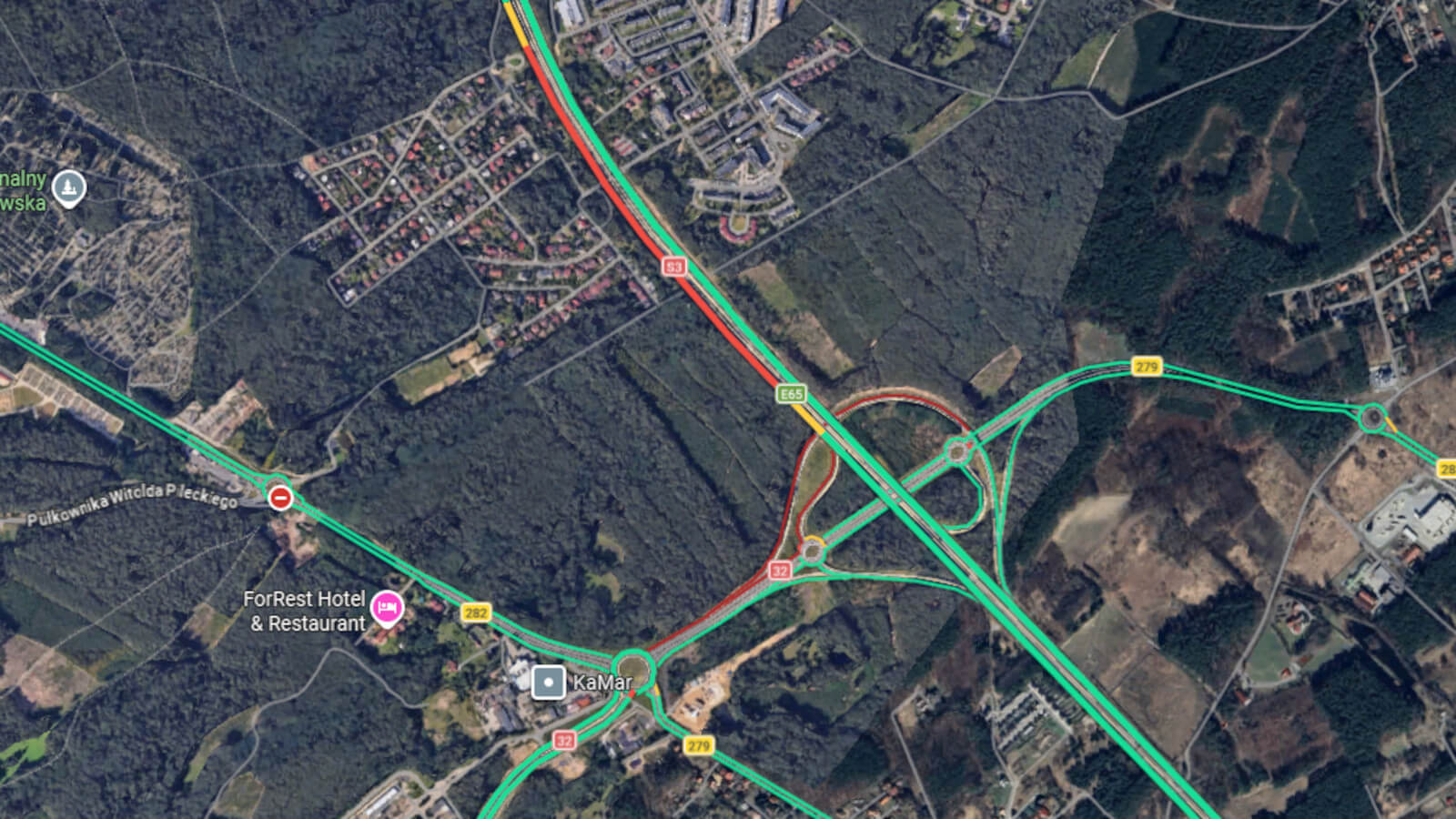 korki Zielona Góra - S3 Zielona Góra rondo Andrzeja Huszczy