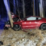 Wypadek na DK32 - Wypadek koło Zielonej Góry. Ford Mustang rozbity