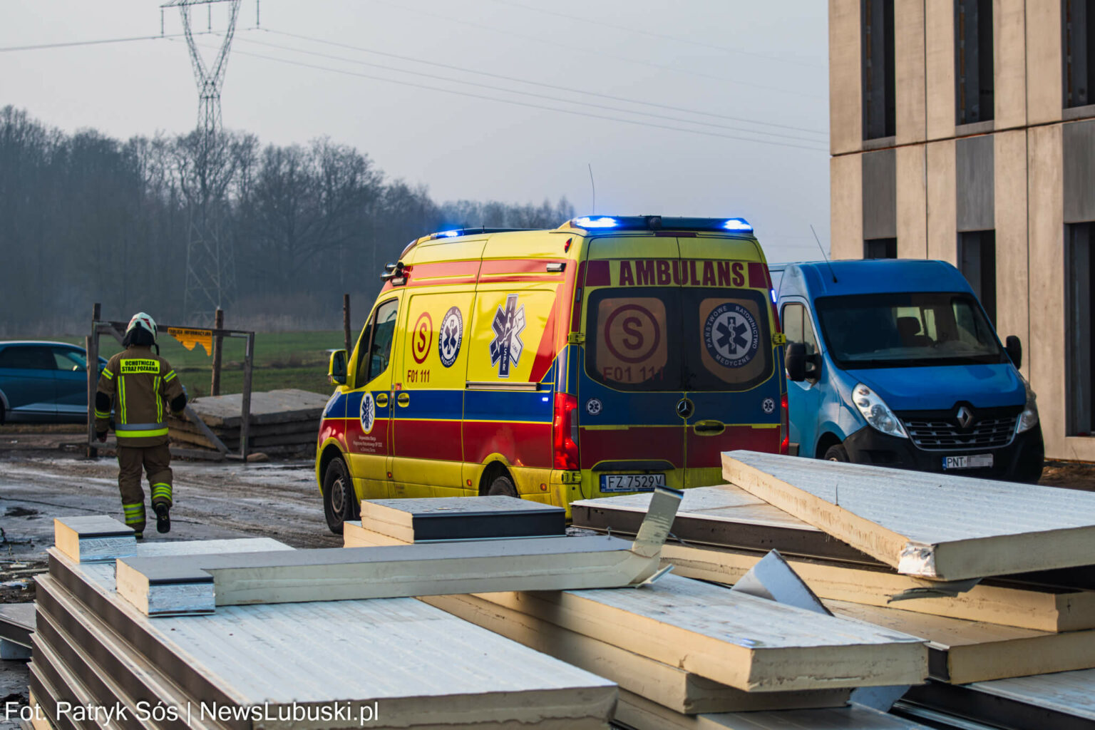 wypadek pod Zieloną G&oacute;rą - wypadek na budowie