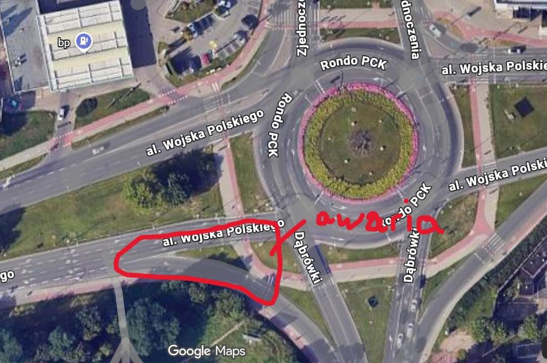 utrudnienia rondo Zielona Góra - awaria magistrali wodociągowej