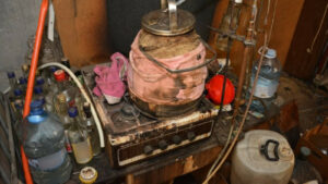 Zlikwidowali bimbrownię koło Nowej Soli. Setki litrów alkoholu i zacieru (FILM, ZDJĘCIA)