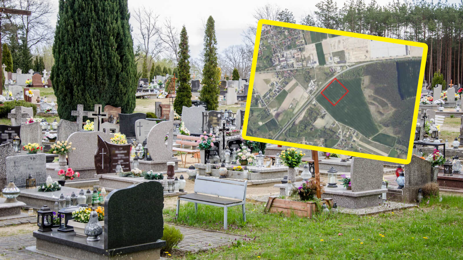 nowy cmentarz Sulechów - cmentarz Obłotne lokalizacja