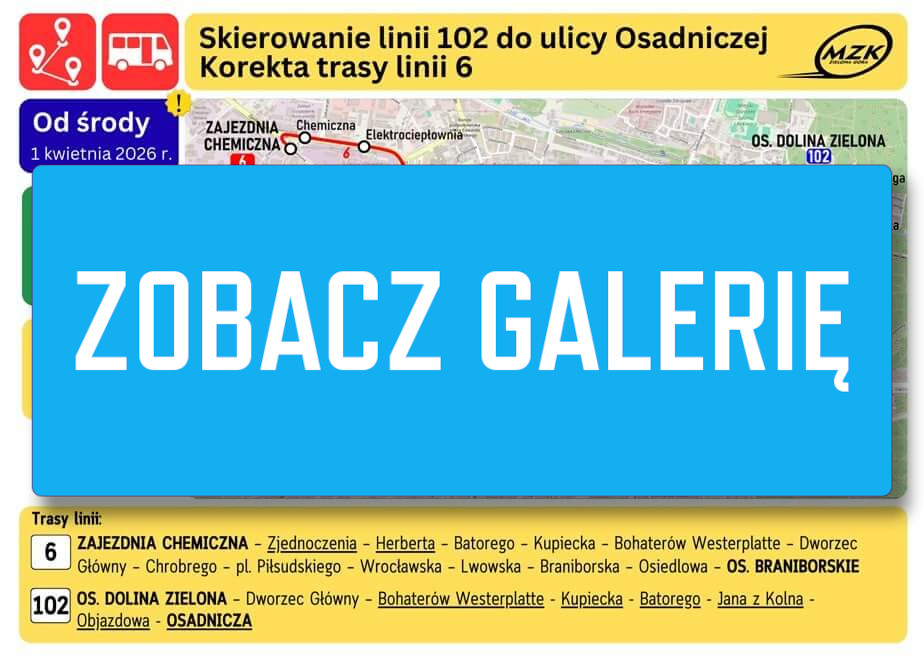 MZK Zielona Góra zmiany - linia 37 Zielona Góra