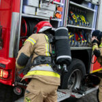 Pożar Stelmet Zielona Góra - ewakuacja pracowników