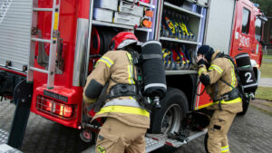 Pożar Stelmet Zielona Góra - ewakuacja pracowników