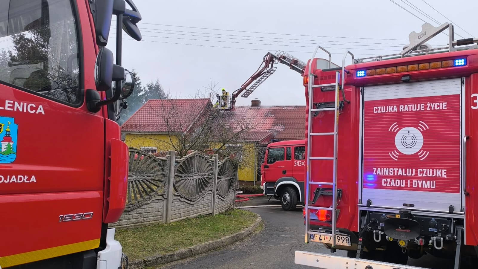 Pożar koło Sulechowa - pożar domu Podlegórz