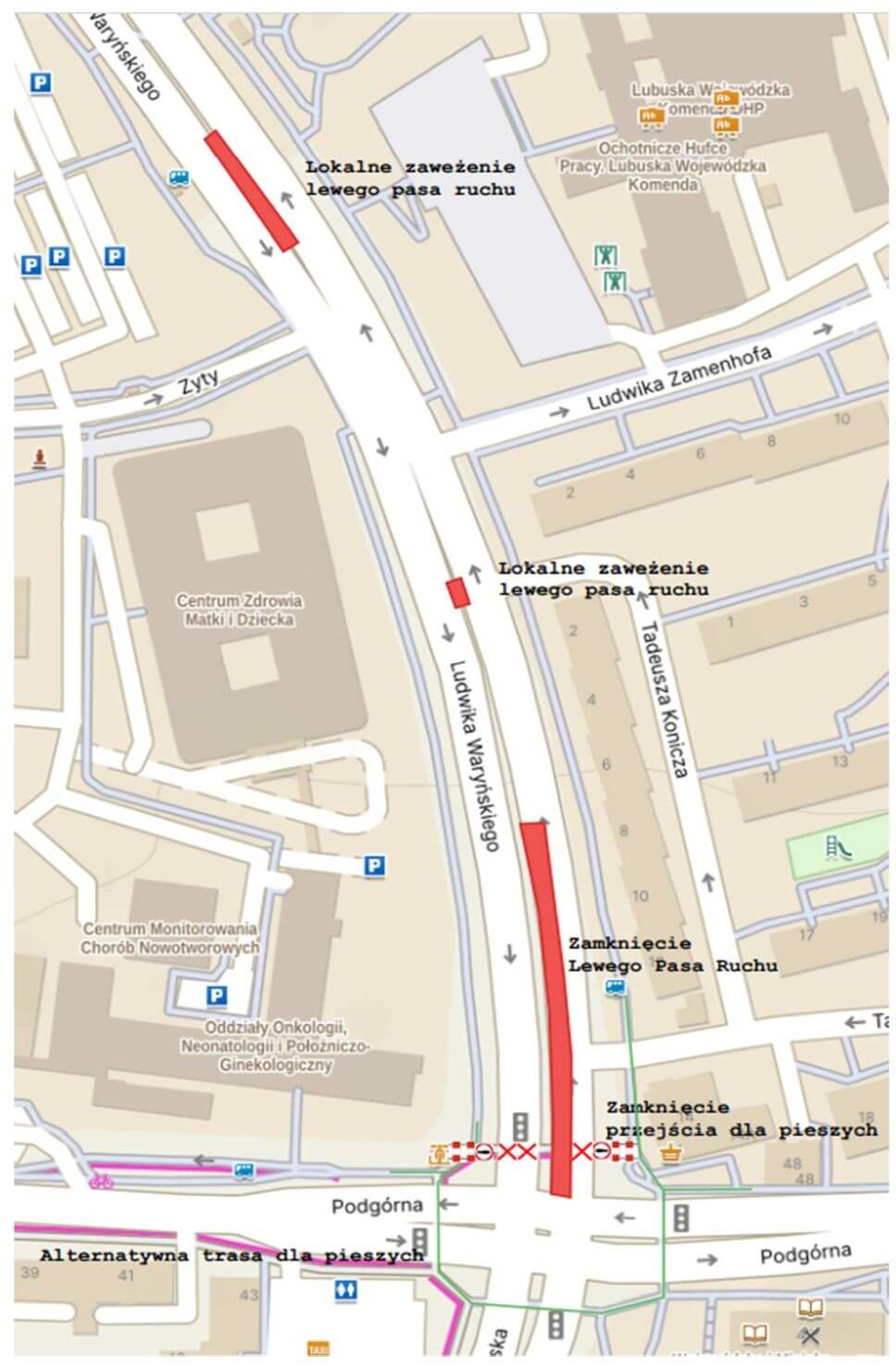 remont ul. Waryńskiego Zielona Góra - utrudnienia Zielona Góra