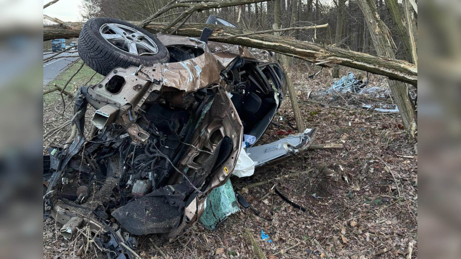 wypadek Świebodzin - uderzył w drzewo Rosin