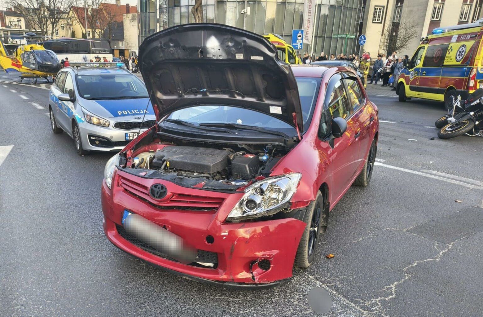 Wypadek Zielona G&oacute;ra - wypadek motocyklisty z samochodem