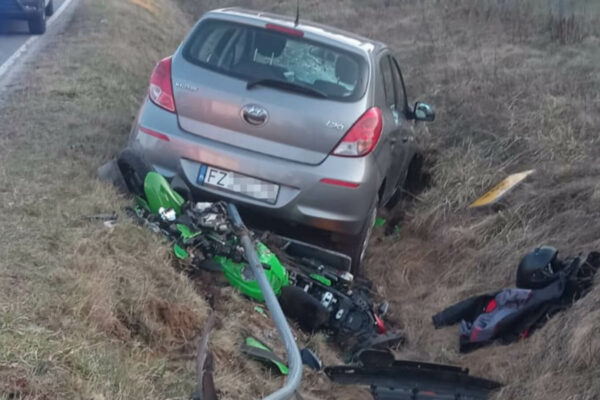 wypadek motocykl Zielona Góra - motocyklista trafił do szpitala