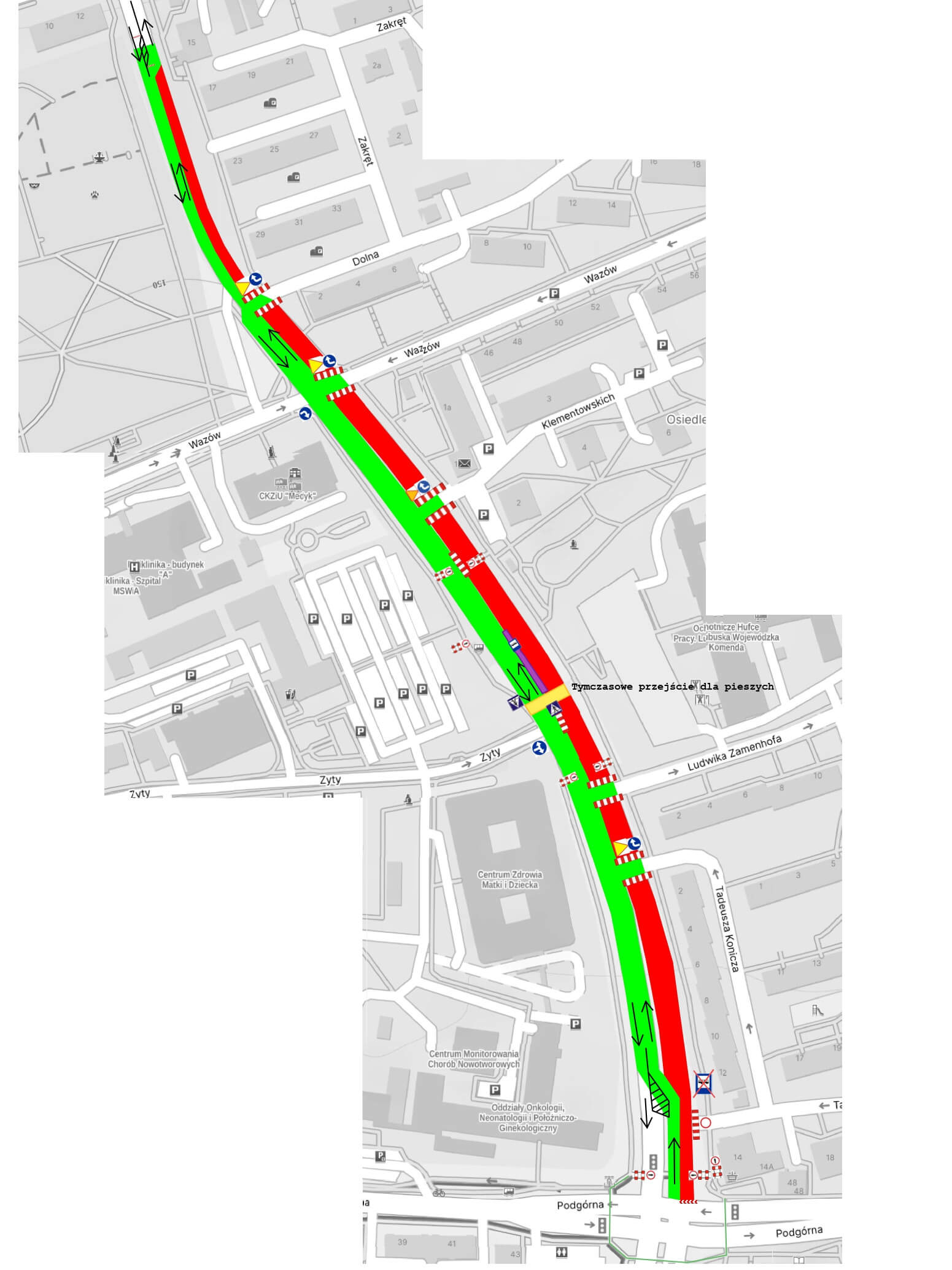 utrudnienia Zielona Góra - ul Waryńskiego remont