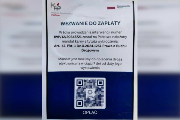 fałszywe mandaty - oszustwo kod QR