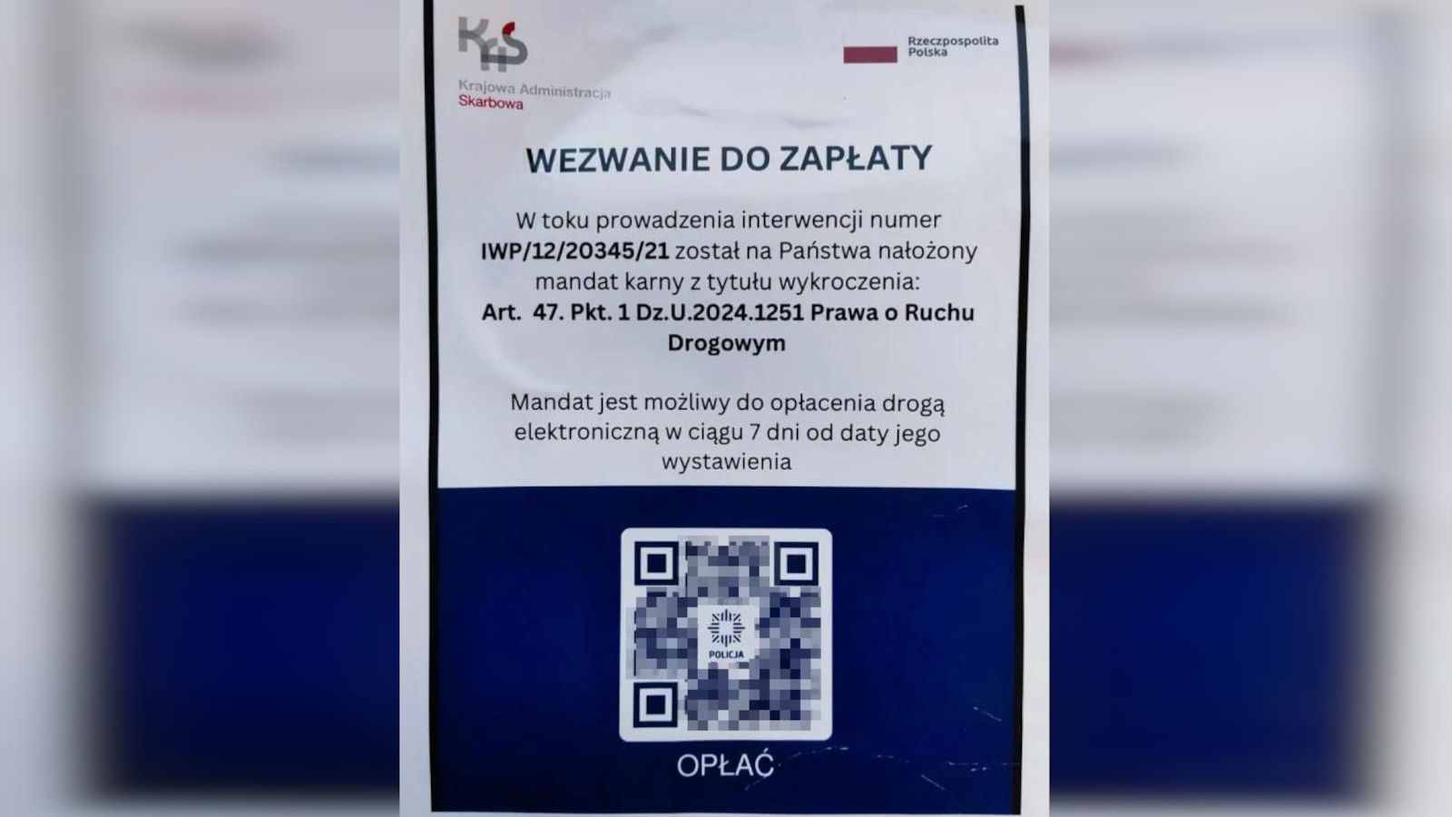 fałszywe mandaty - oszustwo kod QR