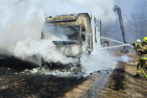 pożar ciężarówki Gorzów - samoloty gaśnicze pożar