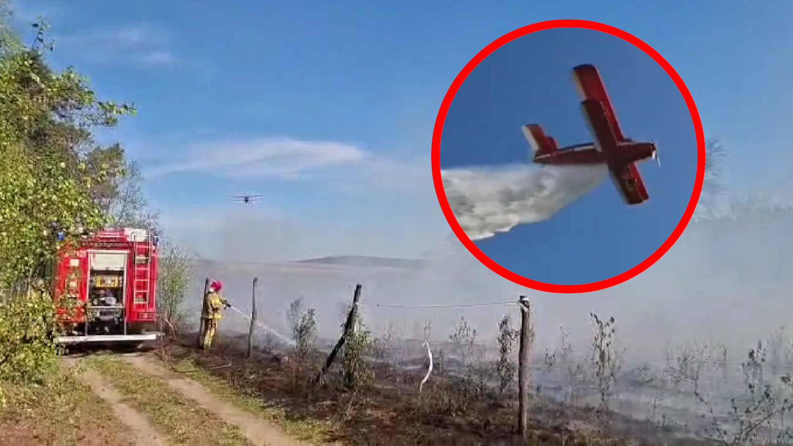 pożar Zielona Góra - samolot gaśniczy akcja