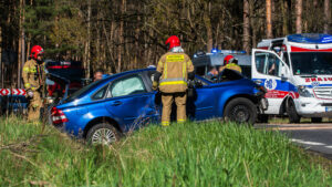 Wypadek koło Zielonej Góry - uderzył w drzewo