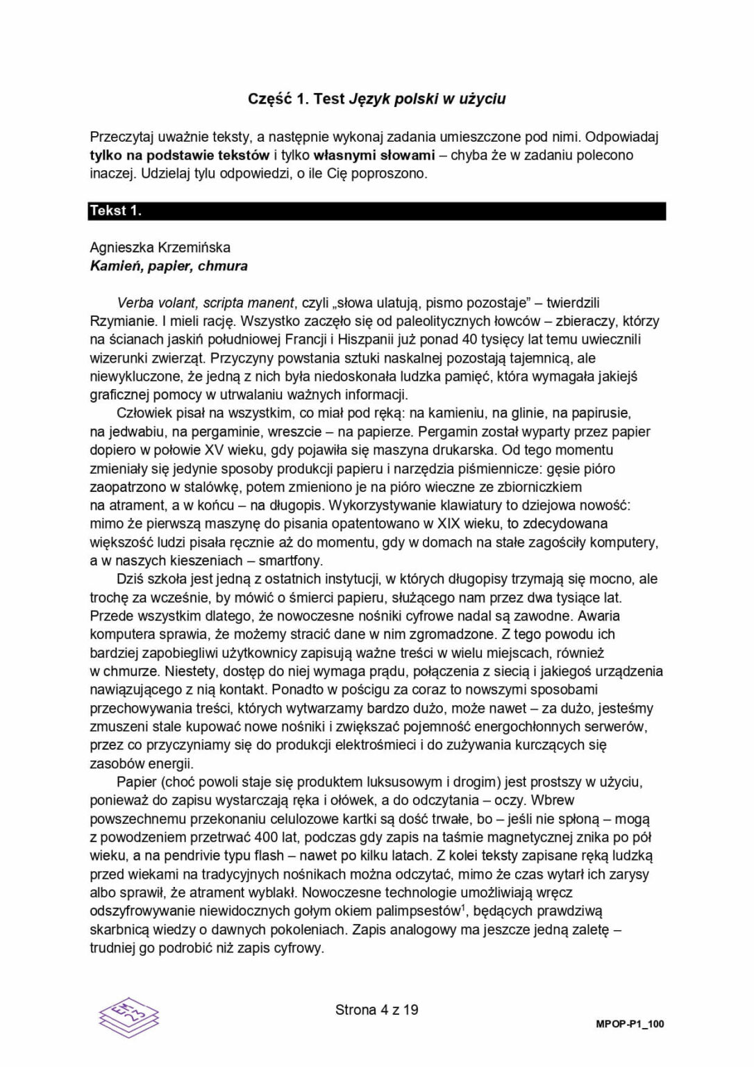 matura polski 2026 - matura arkusz