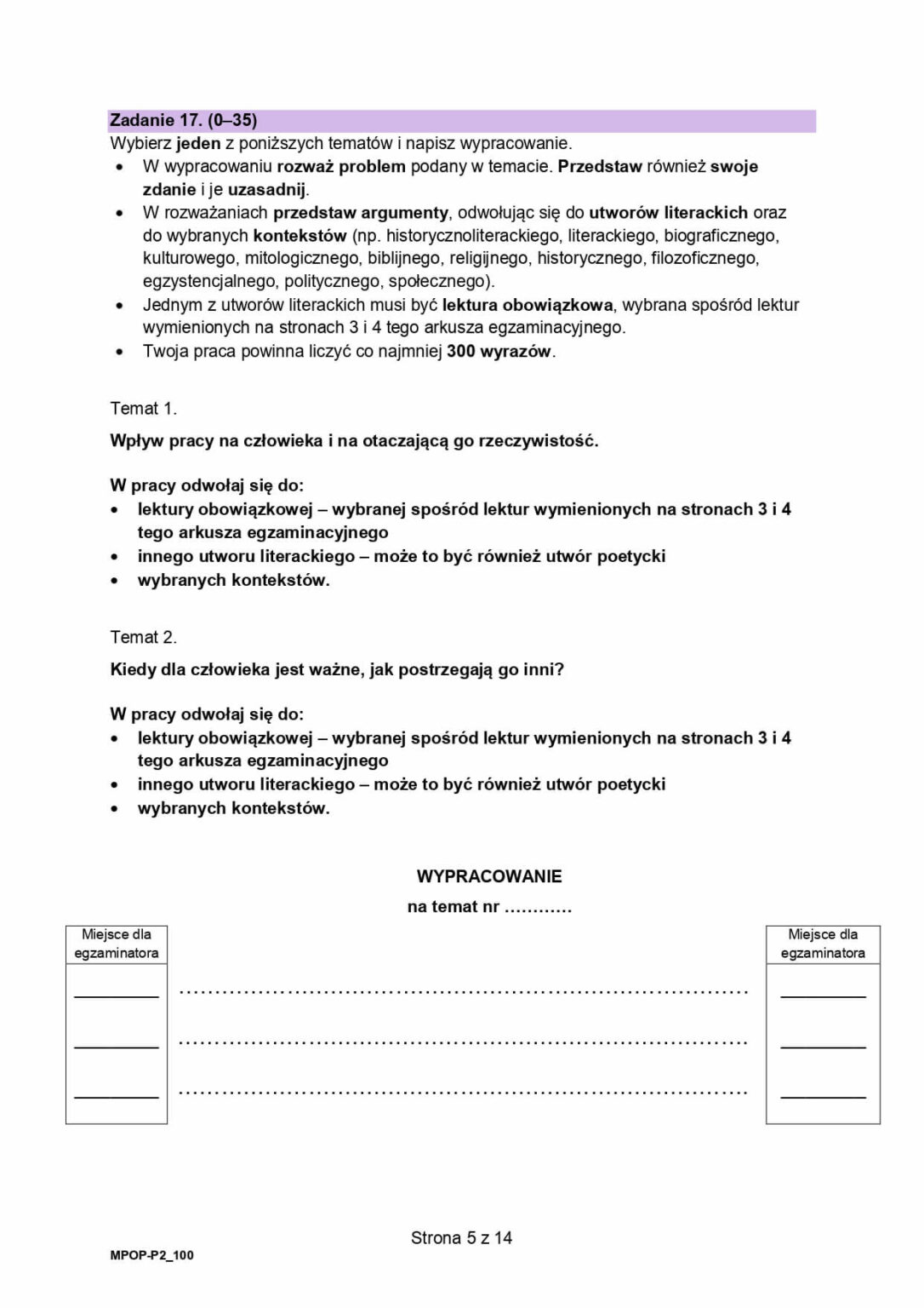 matura polski 2026 - matura arkusz