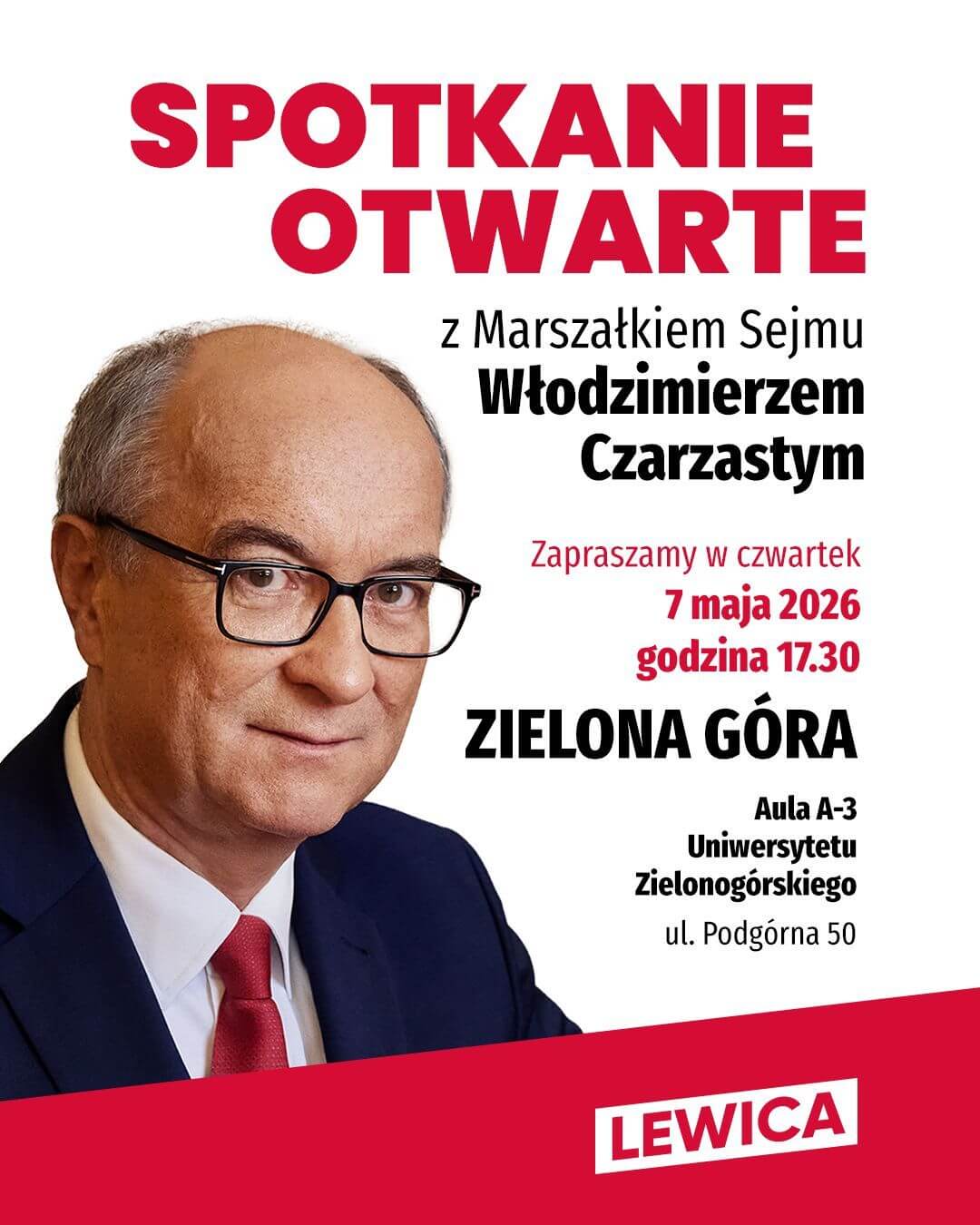 Włodzimierz Czarzasty Zielona Góra - spotkanie otwarte mieszkańcy