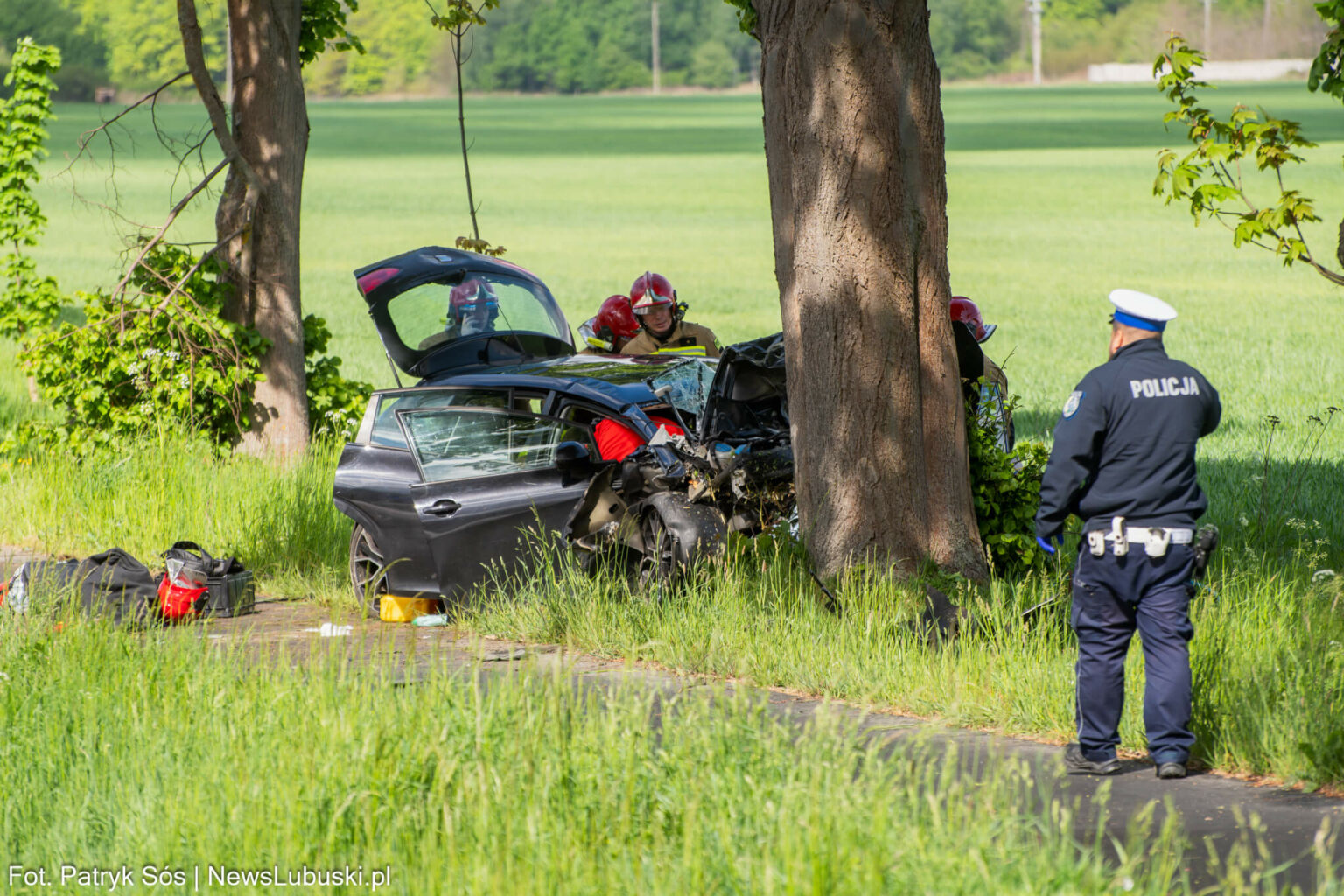 wypadek na DK32 - Wypadek koło Zielonej G&oacute;ry